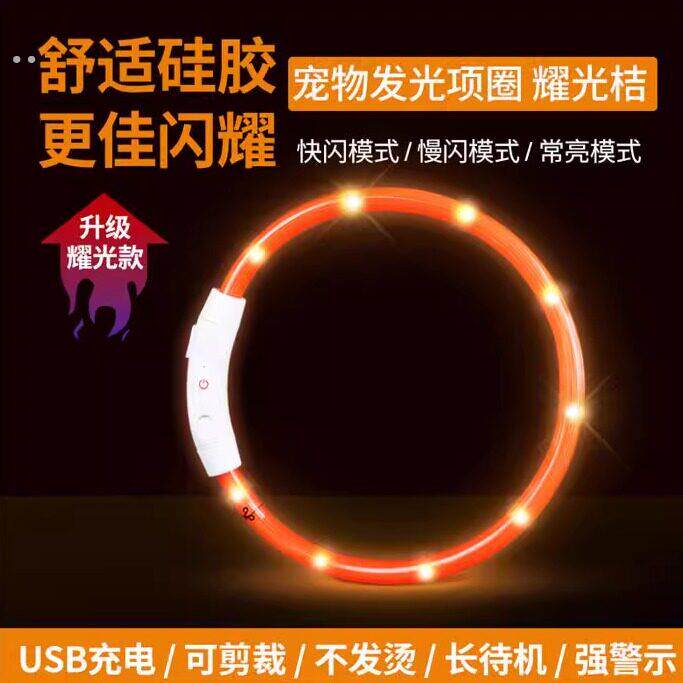 狗狗发光项圈夜间夜光遛狗亮灯充电防走失夜行灯宠物脖圈狗圈颈圈