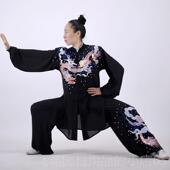 型团队人比赛服贴绣蛟演龙纱 表演服出服加长版 正品 马蕾个太极新款