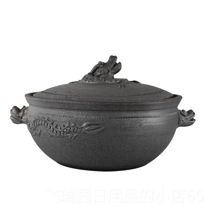 正品荥经黑锅砂炖锅瓷沙火锅家用陶老式燃气陶土串串煲汤泥锅锅