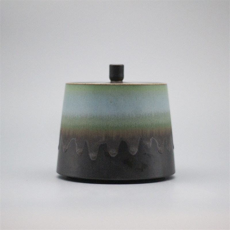 瓷语堂 颜色釉窑变茶罐 茶具茶器功夫茶叶罐工艺品摆件木质礼品盒