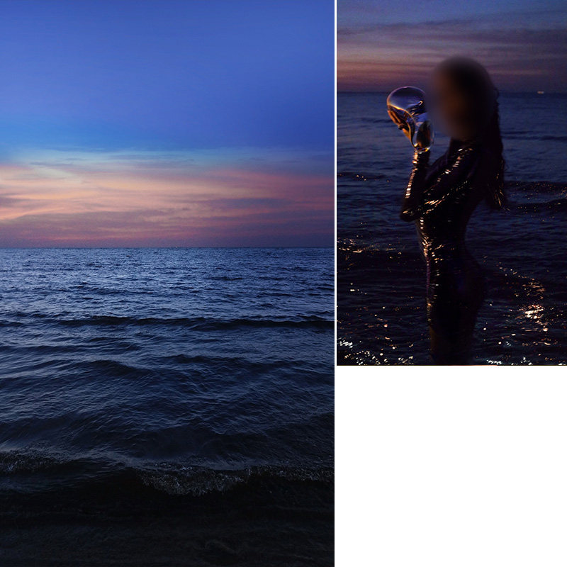 夜晚蓝色梦幻大海少女写真影楼婚纱摄影拍照背景布人鱼公主人像产