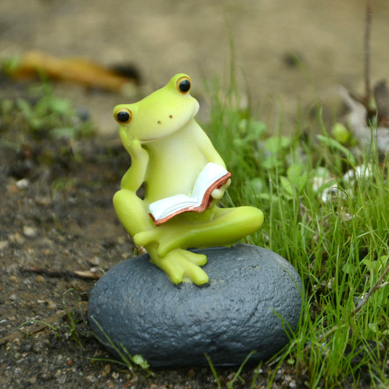 治愈青蛙摆件创意可爱小公仔办公桌面花盆栽庭院造景微景观装饰品