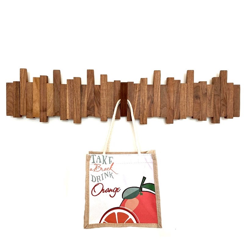 黑胡桃实木挂衣钩墙壁衣帽架玄关入户挂衣架木质木条钢琴键挂衣钩