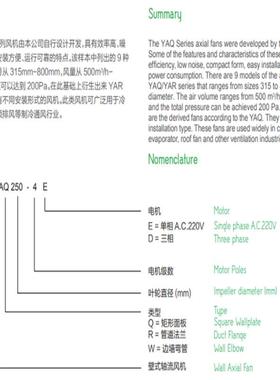 亿利达GZY/风机YAQ/YAR/YW系列壁式机轴流风YAQ/YARAYAW355-4E