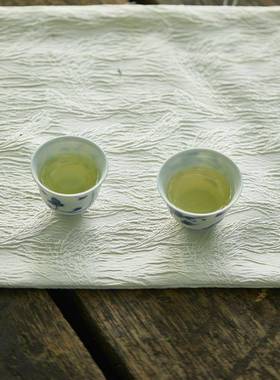 SSV束刻手工提花茶麻席棉布家艺中式茶垫配长款布垫茶道件桌旗布