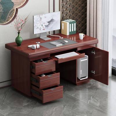 员工用办桌家油漆公实木式电脑带抽屉财务台书桌YBN领导办公室职