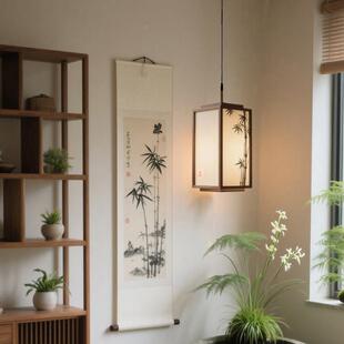 中宋学代美小吊灯复古风实木茶室式书UBP餐房厅过道走廊玄关床头