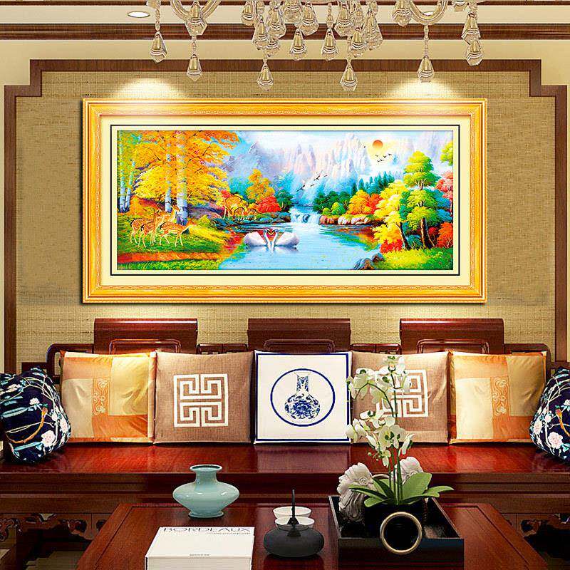 十字绣钻白桦林流满水聚财贴客厅卧室大幅钻钻5石绣欧式油VON画D