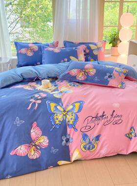 2件0床24秋冬新款床上DBL用品单被套年斜纹磨毛大版印花四套直播