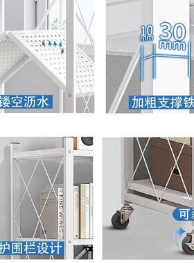 免安装可动书移架铁艺地带轮LCV客厅折叠置物架落简卧室收纳易小