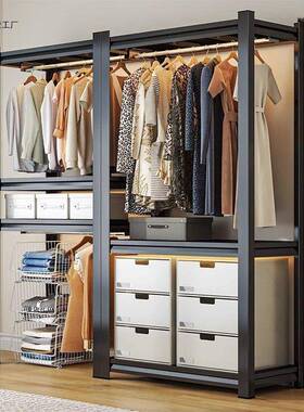 衣柜架货架防尘帘开放式帽间室简卧易角衣钢衣家用落地多层XVC置