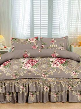 韩床版床款CTJ四件套防滑罩三件套席裙梦公主床单双人被套床上思