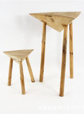手工CF19146打造木小板凳具小桌三角桌靠子椅民宿创意装饰家摆质