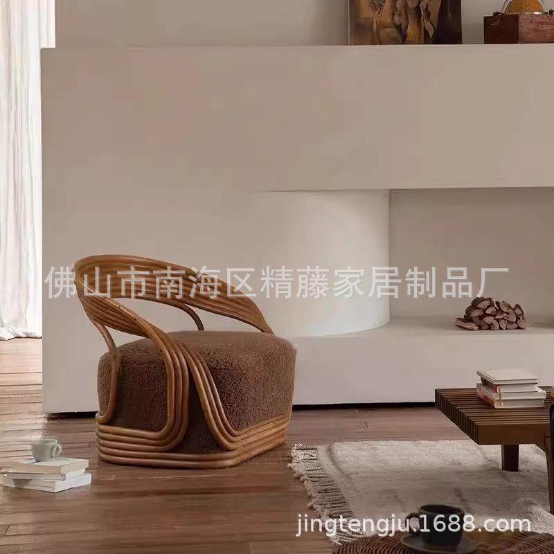 日式沙发藤椅单人露阳台网红椅雷达椅台人休闲躺懒圆形靠LWI背旋