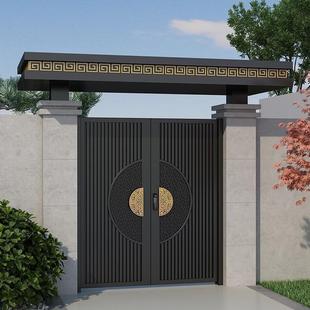 铁艺平别庭院门铝合墅金村户外院子门铁255艺移乡对开户外庭院大