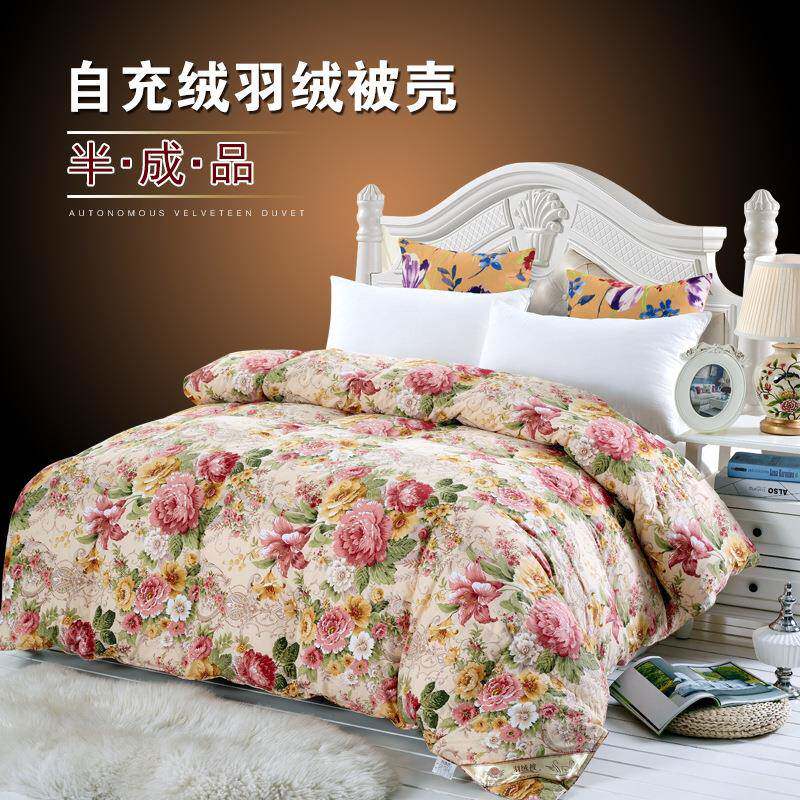 60支磨毛自充绒羽绒被被壳半成防钻绒毛钻被被套纯棉磨毛全品棉缎