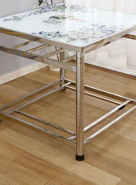 SUS3用0加厚家不锈钢烤火桌取暖架JJU电炉正方4形冬季折叠组餐桌