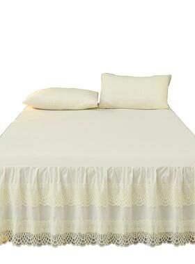 ALF76TTJ86夏天新款色主蕾公丝床裙6式床罩蕾丝边保护套双人床纯