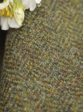 现货全毛混绿色人CNM字纹大衣呢布面料春秋冬男士外套裙子毛呢女