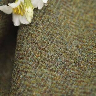 现货全毛混绿色人CNM字纹大衣呢布面料春秋冬男士外套裙子毛呢女