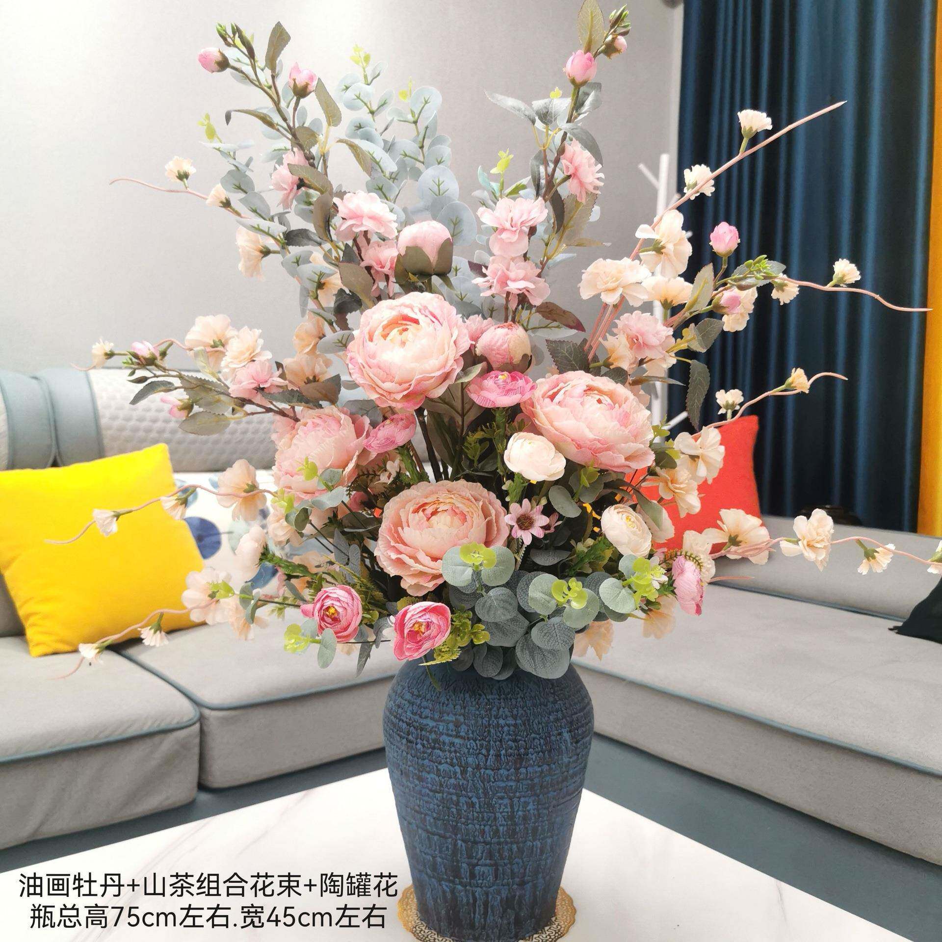 L0V新高档款仿真花束客厅摆落地SSU装饰假花花件家居绢室内餐桌花