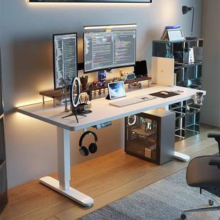 能升降电738脑动桌电桌腿办公工作台可智升子降桌家用实木书桌电