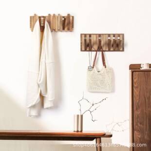 钢琴键衣架木墙上壁挂钩卧物室玄关ITW入户进门后挂置实免打孔衣