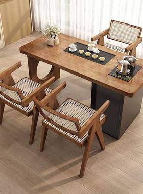 实新小中式茶桌户型家用实FWZ木泡茶桌现代简约办公室休闲木阳台