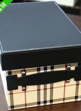 C0V640收衣纳带箱储物整理软装皮革收纳盒盖样轻板房装饰摆件帽间