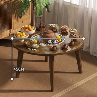 室内炉阳煮茶小圆桌简约茶围桌围茶几家用台桌楠竹MIO炉餐桌烤火