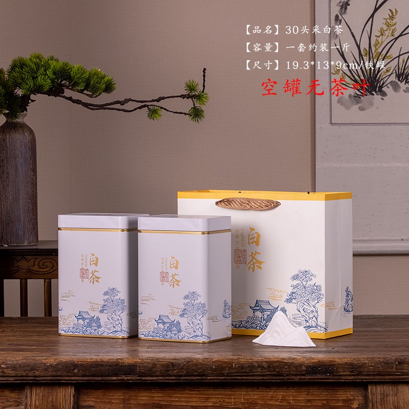 新款0克通用白茶空铁罐简易包装盒2罐一斤装茶叶桶金属马口铁听
