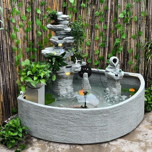 室外庭院大型假山循环流水喷泉落地式摆件庭院庭院水系景观鱼塘景