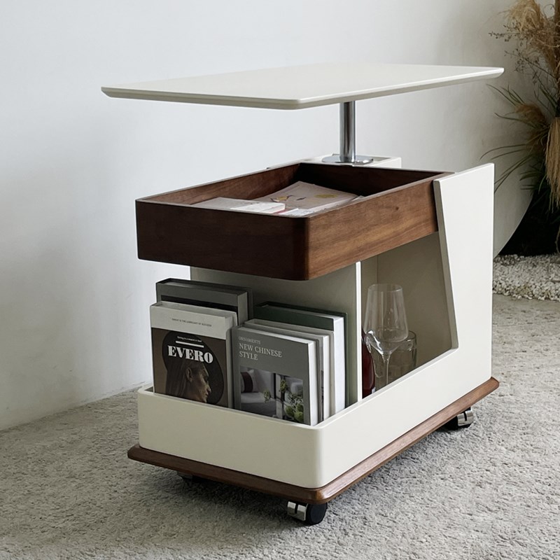 IFJE 可移动茶几复古客厅小户型沙发边柜带轮小推车床边桌小桌子