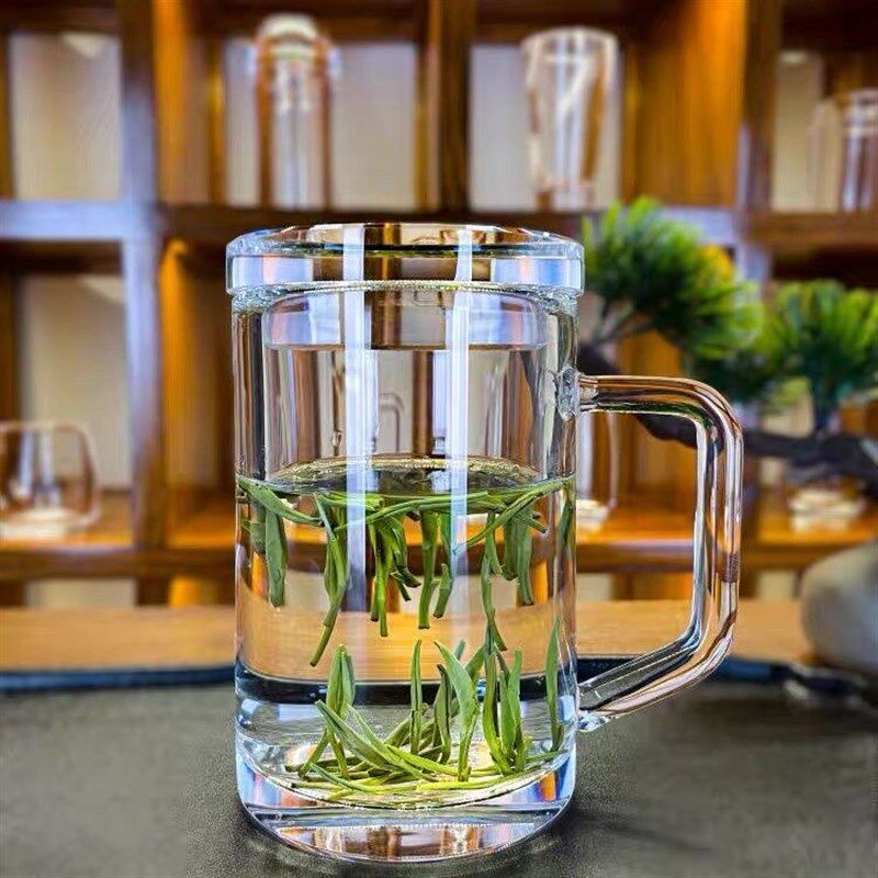 老师傅手工打造天然水晶大容量水杯办公室高端水晶玻璃茶杯380ml