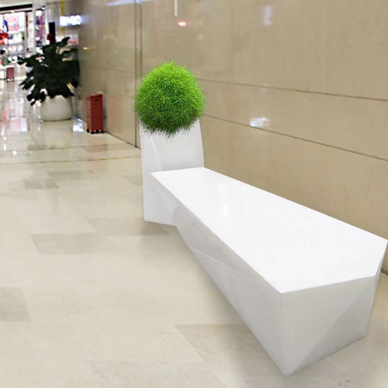 热销创意菱形切面玻璃钢花盆坐凳商场休闲座椅公共休息区工厂