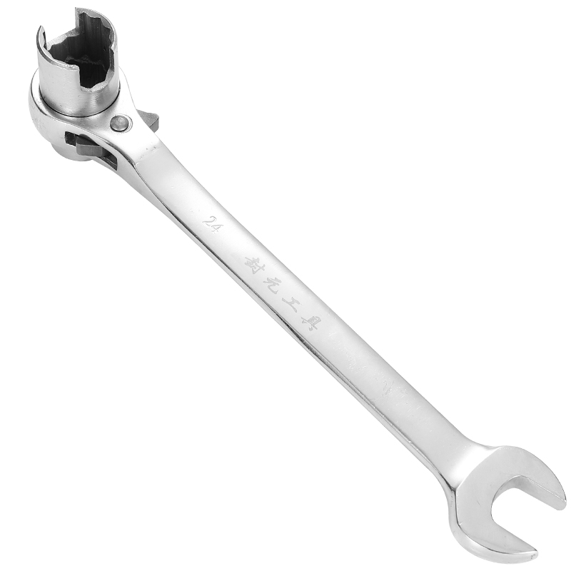 封元尖尾棘轮扳手快速两三用U型山形螺母豁开口六角筒架子工具