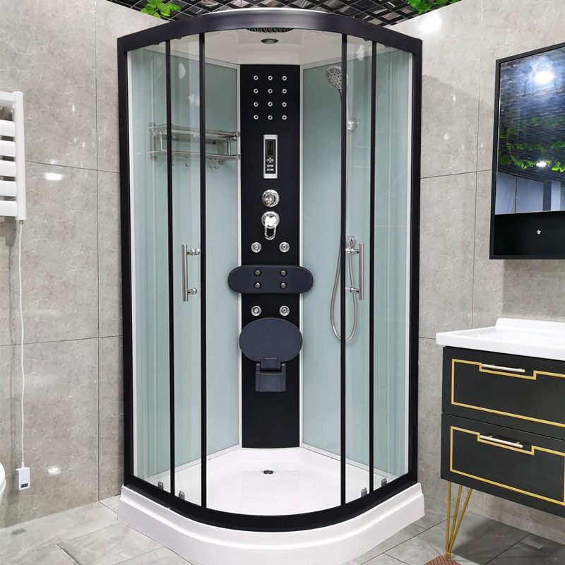 豹龙高盆弧扇形隔断整体浴室黑框淋浴房卫生间沐浴房钢化玻璃移门