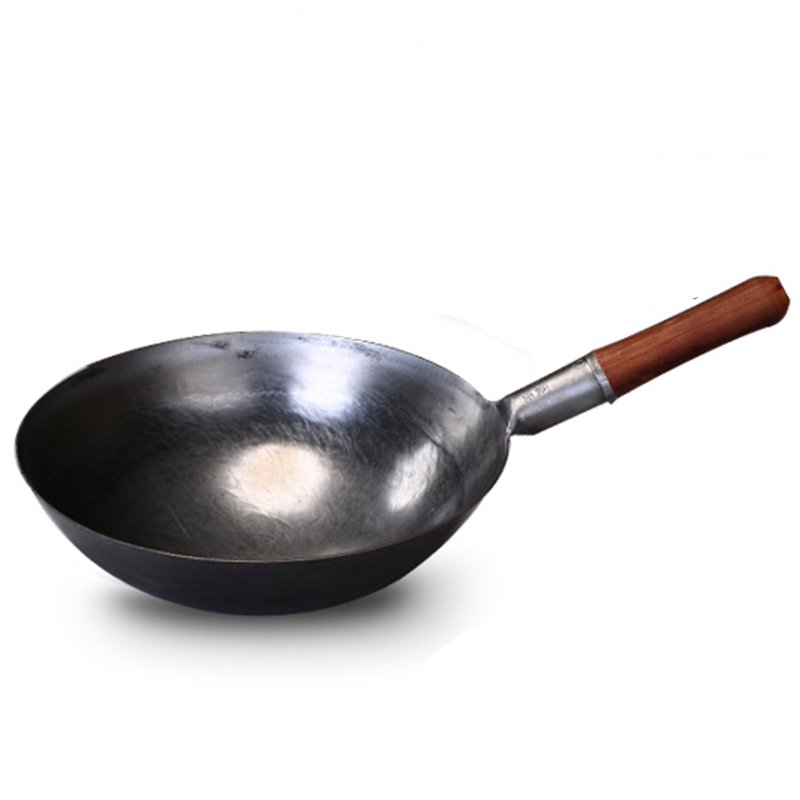 纯手工锻打铁锅 传统老式铁炒锅不粘锅无涂层熟铁纯铁圆底章丘