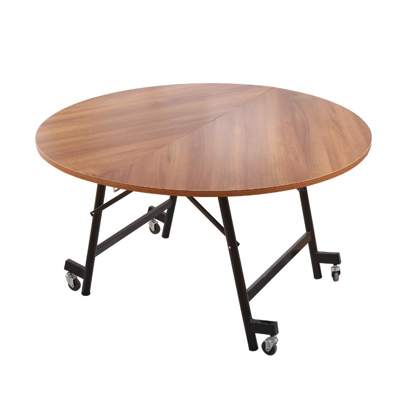 折叠圆桌餐桌家用饭桌小户型简易圆桌酒店实木圆形桌面饭店大圆桌