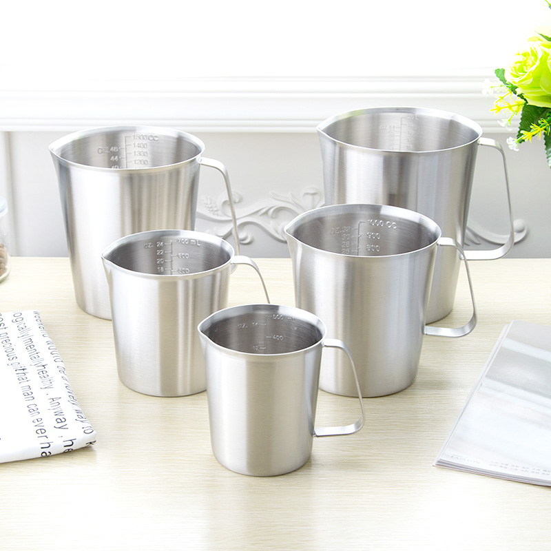 加厚优质不锈钢量杯2000ml 奶茶咖啡量杯2L带刻度拉花杯实验杯包