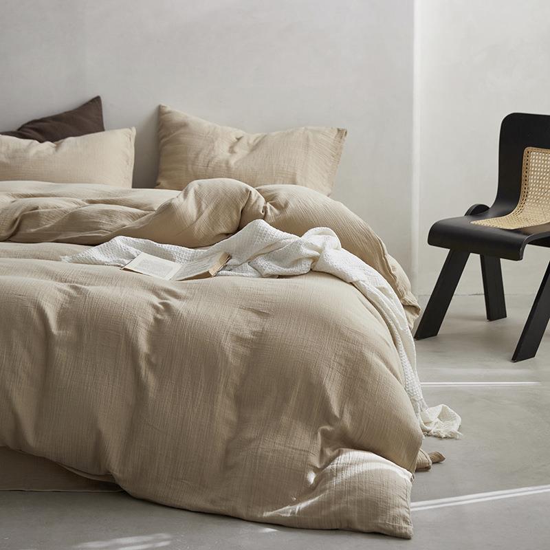 HMT美色拉德级咖单件纯色棉全棉被套母婴A类双层纱纯双人素被罩单