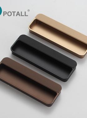 嵌入式衣柜柜门仓门藏抽拉手柜子移谷门暗13024屉隐形把手推拉门