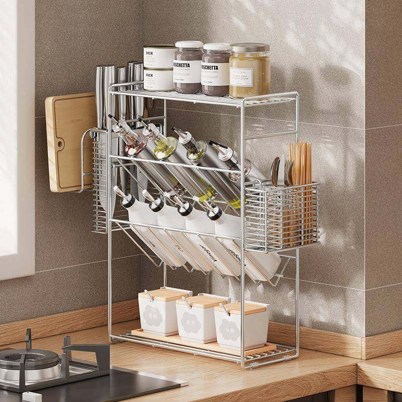 304锈钢厨调味不架房置物架台面调味斜放料油盐酱ZM97醋收纳架子,厨房/烹饪用具,调料置物架,淘宝优惠券,粉丝福利购,淘宝优惠卷