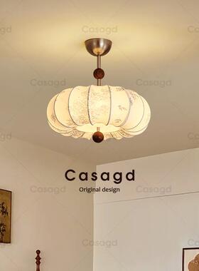 洋中古10249繁花卧室吸顶吸灯花纹布艺法式复古风术书房吊灯ca南s