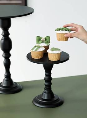 婚庆架蛋糕盘黑色脚铁艺甜品架茶高歇点欧式蛋F97MJMM9糕心展示新