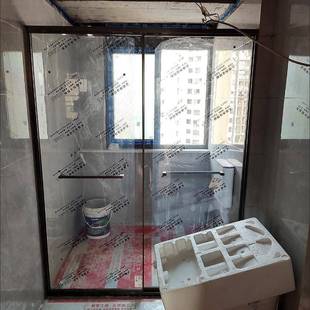 淋浴房门弧扇淋浴房不璃推拉门锈钢浴室干玻湿分离217隔断形卫生