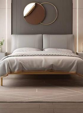 轻奢质床卧室设计网红简约代双人床1皮原.8M酒店公80936寓民宿木