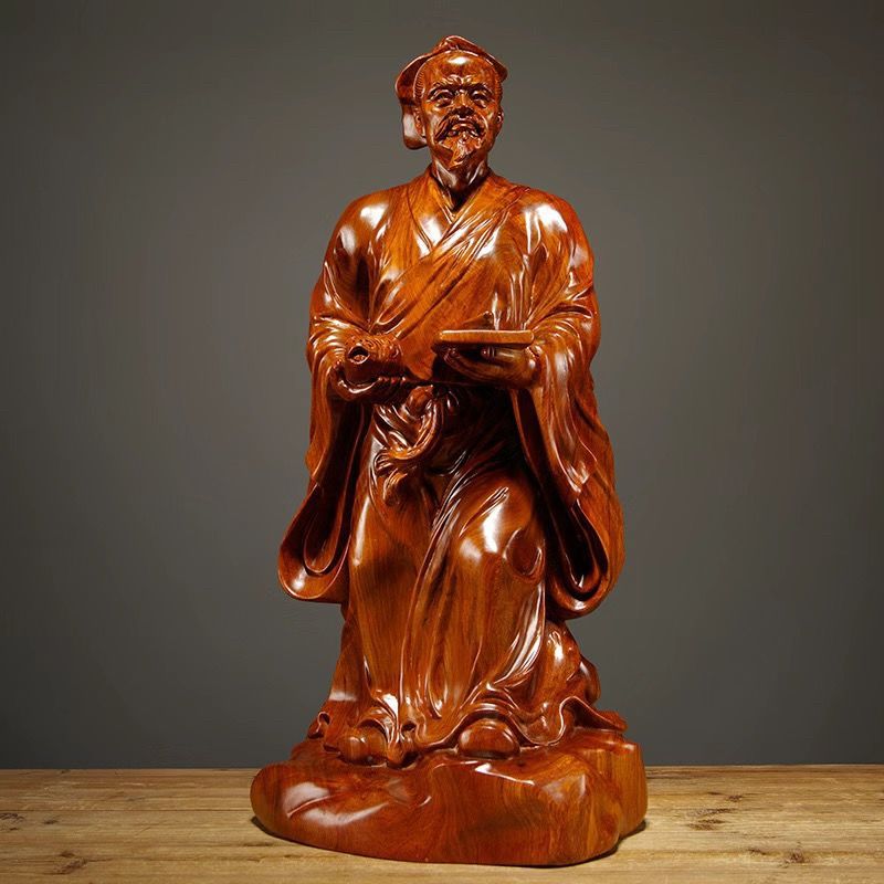 木雕鲁班祖师爷摆件古代木工工匠精神祖师巧圣鲁班雕像家居装饰品