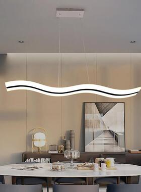 约led15724餐厅时尚台S形曲简力线创意餐吸顶长形亚克吧吊灯
