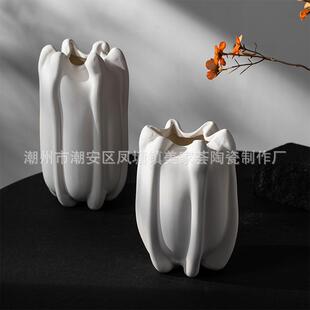 美家荟极简中古瓷花瓶摆件is玄关客厅HY4227-Hn水培插花感高陶级